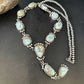 Navajo Golden Hills Turquoise Lariat Necklace | Sterling Silver | Authentic Native American Handmade | 14407