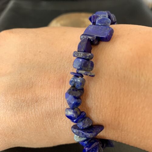 Native American Lapis Bead Bracelet | Stretch | 7" Adjustable | Men's Women's | 13314