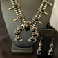 Navajo Pearls Black Onyx Squash Blossom Necklace | Sterling Silver | Authentic Native American Handmade | 12724
