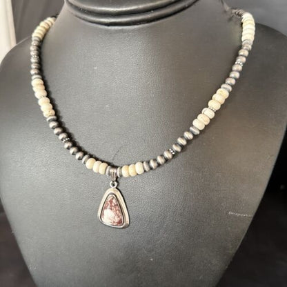 Navajo Wild Horse Turquoise Necklace Pendant | Sterling Silver | Authentic Native American Handmade | 14611