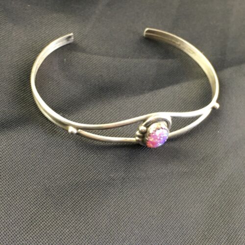 Navajo Pink Opal Bracelet | Sterling Silver Cuff | Authentic Native American Handmade | 10185