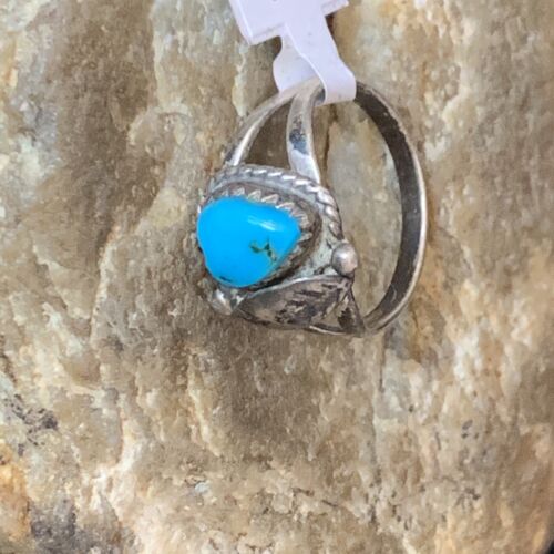 Navajo Blue Turquoise Ring | Sterling Silver | Sz 6.5 | Authentic Native American Handmade | 10782