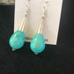Native American Blue Turquoise Bead Dangle Earrings |  Navajo Handmade Sterling Silver | 960