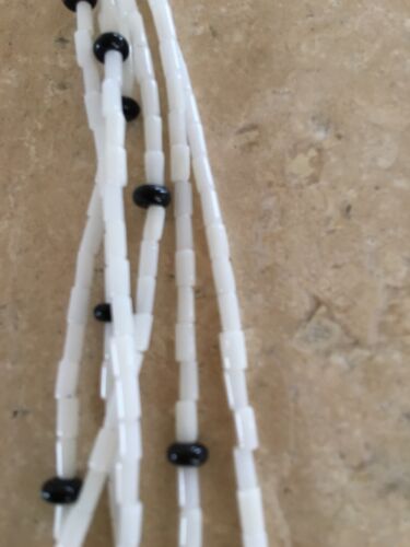 Southwestern White Bamboo Coral Onyx Necklace | Multi-Strand Pendant Navajo  | 8144
