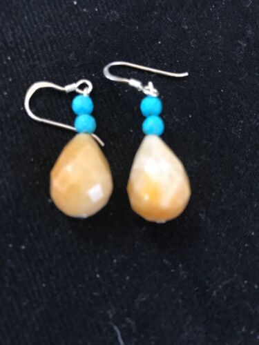 Navajo Turquoise & Jade Bead Dangle Earrings | Sterling Silver | Authentic Native American Handmade | 3817
