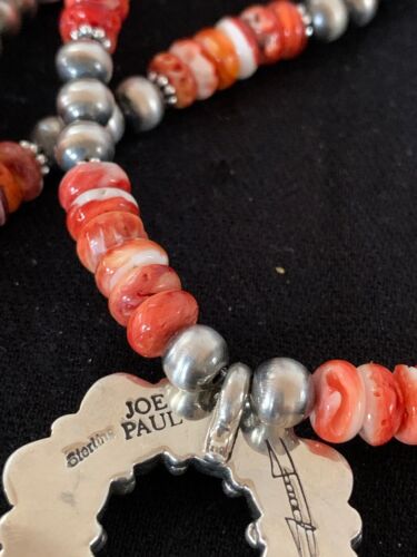 Navajo Spiny Oyster & Coral Naja Pendant | Authentic Native American Sterling Silver | Naja | 4682