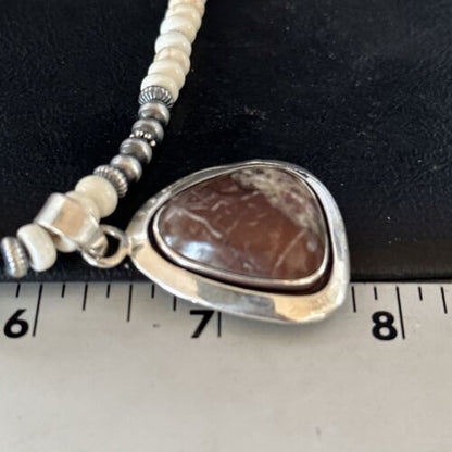 Navajo Wild Horse Turquoise Necklace Pendant | Sterling Silver | Authentic Native American Handmade | 14607 - Masha USA