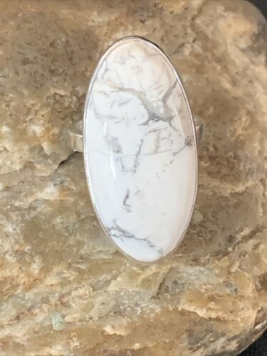 Southwestern Women's Navajo White Howlite Ring | Sterling Silver | Sz 9.5 | 11609