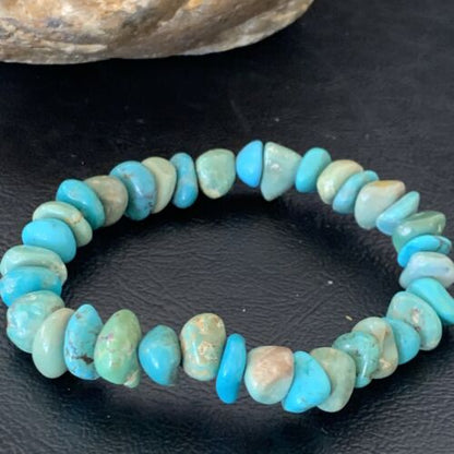 Men's Women's Stretch Bracelet | Blue Green Turquoise Stone | 7" | 11824