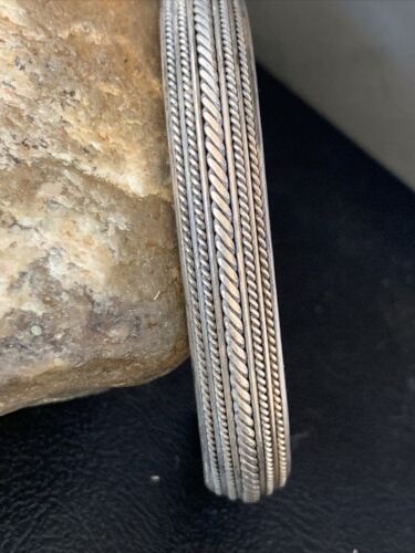 Navajo Stamped Cuff Bracelet | Old Pawn Sterling Silver | Authentic Native American Handmade | 14191