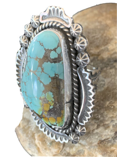 Navajo Blue Royston Turquoise Ring | Sterling Silver | Sz 12.5 | Authentic Native American Handmade | 1473