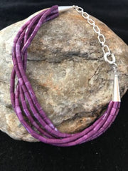 Navajo Purple Stabilized Sugilite Heishi Bracelet | Sterling Silver | 7" | 13597