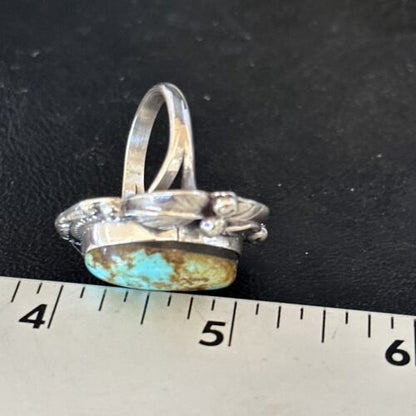 Navajo Blue Turquoise #8 Rings | Sterling Silver | Sz 10 | Authentic Native American Handmade | 14290