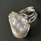Women's White Baroque Pearl Adjustable Ring | Sterling Silver | Sz 7.5 | 14262