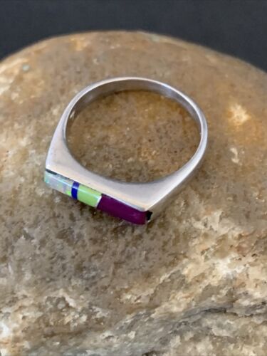 Navajo Blue Turquoise Purple Sugilite Opal Inlay Ring | Sz 7 | Authentic Native American Handmade | 11150