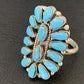 Navajo Blue Cluster Turquoise Needlepoint Ring | Authentic Native American Sterling Silver | Multi-Stone | Sz 8 | 11941