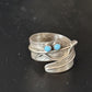 Navajo Blue Kingman Turquoise Feather Ring | Authentic Native American Sterling Silver | Multi-Stone | Sz 9 | 14793