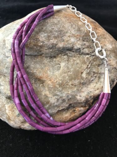 Navajo Purple Stabilized Sugilite Heishi Bracelet | Sterling Silver | 7" | 13597