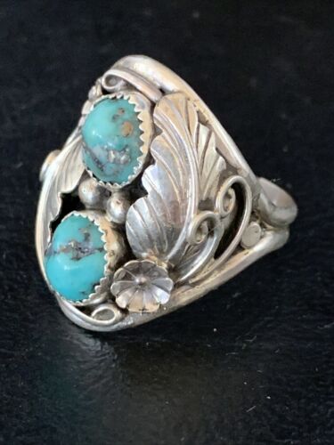 Navajo Kingman Turquoise Multi-Stone Ring | Authentic Native American Sterling Silver | Sz 10.5 | 14171