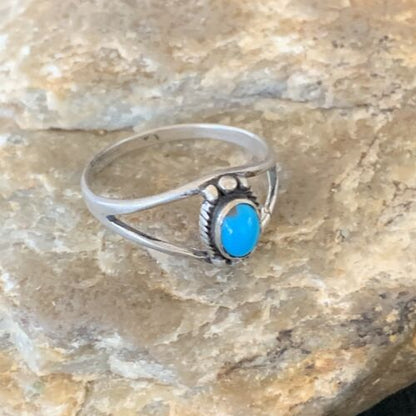 Southwestern Old Pawn Navajo Blue Turquoise Ring | Sterling Silver | Sz 9.5 | 10772