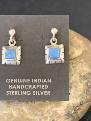 Denim Lapis Lazuli Dangle Post Earrings | Sterling Silver | 0.50" | 12712 - Masha USA