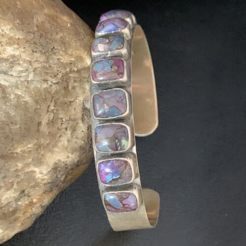 Navajo Purple Sugilite Row Cuff Bracelet | Sterling Silver | Authentic Native American Handmade | 14211