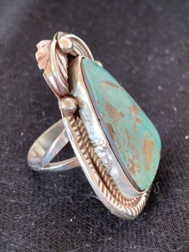Southwestern Navajo Blue Royston Turquoise Ring | Sterling Silver | Sz 9 | 552
