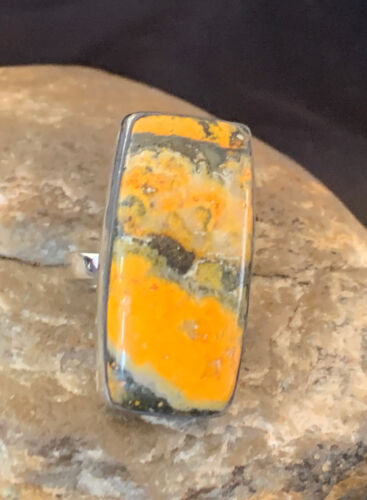Southwestern Navajo Yellow Bumble Bee Jasper Ring | Sterling Silver | Sz 7 | 11547