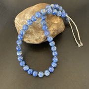 Native American Blue Denim Lapis Bead Necklace | Sterling Silver Heishi | 20" | 11835