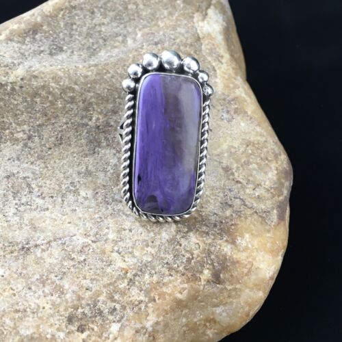Native American Navajo Purple Charoite Ring | Sterling Silver | Sz 8.5 | 10105
