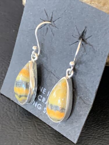Native American Women's Navajo Bumblebee Jasper Earrings Set | Sterling Silver | Handmade | 1563