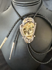 Men's Green Royston Turquoise Bolo Tie | Sterling Silver | Navajo | Authentic Native American Handmade | 14786