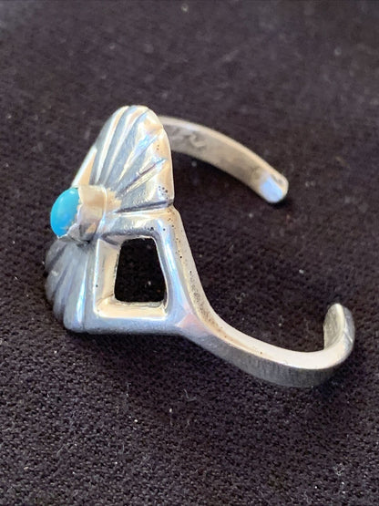 Native American Kids Navajo Blue Turquoise Bracelet | Sterling Silver | 01158