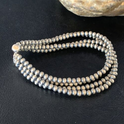 Native American Navajo Pearls Bracelet | Sterling Silver | 4-Strand | Authentic Handmade | 13586