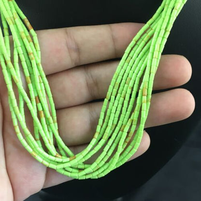Navajo Green Gaspeite Heishi Necklace | 10 Strand | Sterling Silver | 17" | 10256