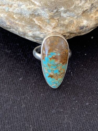 Native American Women's Navajo Arizona Turquoise Ring | Sterling Silver | Sz 10 | 00726