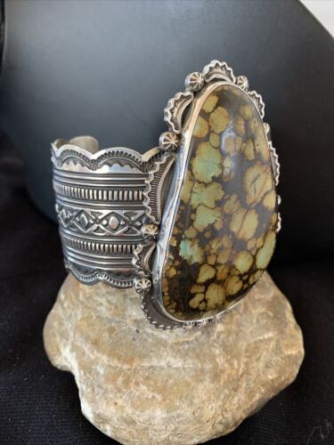 Native American Men's Navajo Spiderweb Turquoise Cuff Bracelet | Sterling Silver | 1272