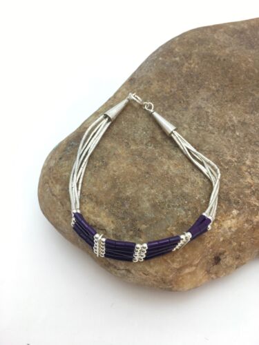 Southwestern Liquid Silver Purple Sugilite Heishi 5-Strand Bracelet | Sterling Silver | 7" | 13599