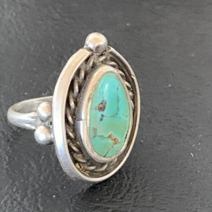 Southwestern Old Pawn Navajo Blue Turquoise Ring | Sterling Silver | Sz 6.5 | 2170