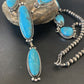 Navajo Kingman Turquoise Lariat Necklace | Sterling Silver | Authentic Native American Handmade | 11571