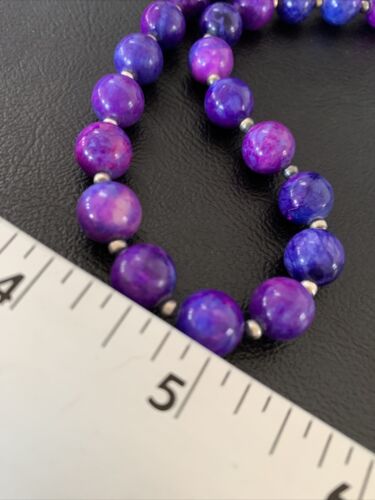 Navajo Pearls Purple Sugilite Bead Necklace | Sterling Silver | Authentic Native American Handmade | 20" | 11805