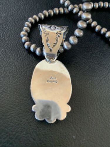 Navajo Orange Spiny Oyster Pendant Necklace | Sterling Silver | Authentic Native American Handmade | 13085