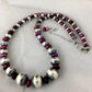Rare Sugilite Sterling Silver Necklace | Navajo Unisex 19" Single Strand | Graduated | Southwestern
