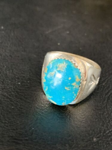 Navajo Blue Kingman Turquoise Ring | Sterling Silver | Sz 10 | Authentic Native American Handmade | 14150