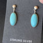 Blue Turquoise Dangle Post Earrings | Sterling Silver | 0.50" | 12713