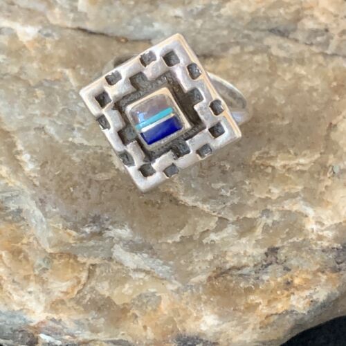 Native American Women's Navajo Blue Turquoise Sugilite Inlay Ring | Sz 6 | 11284