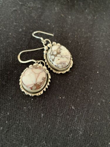 Navajo Wild Horse Turquoise Dangle Earrings | Sterling Silver | 1" | Authentic Native American Handmade | 00149