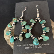 Navajo Green Cluster Turquoise Bead Earrings | Sterling Silver | Authentic Native American Handmade | 13325