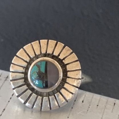 Navajo Blue Turquoise Sugilite Inlay Ring | Sz 6 | Sterling Silver | Authentic Native American Handmade | 11178