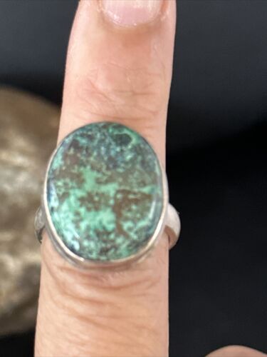 Native American Old Pawn Blue Turquoise Ring | Sterling Silver | Sz 8.5 | 14268